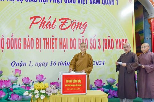 Phật giáo Q.1 hội thu hơn 426 triệu đồng hỗ trợ đồng bào bị thiệt hại do bão số 3