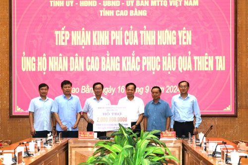 Tỉnh Hưng Yên hỗ trợ tỉnh Cao Bằng khắc phục hậu quả thiên tai