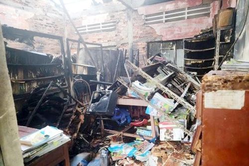 Cháy tại Trường tiểu học 2 thị trấn Rạch Gốc, tỉnh Cà Mau