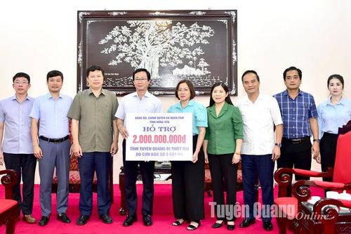 Hưng Yên hỗ trợ Tuyên Quang 2 tỷ đồng khắc phục thiệt hại cơn bão số 3