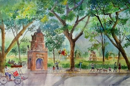 Hà Nội qua những tác phẩm tranh màu nước