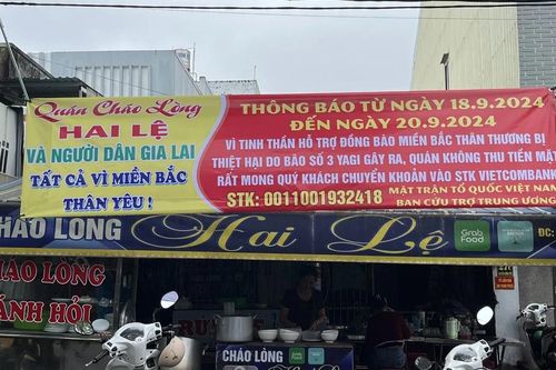 Gia Lai: Quán cháo lòng không thu tiền mà nhờ thực khách chuyển khoản ủng hộ đồng bào miền Bắc