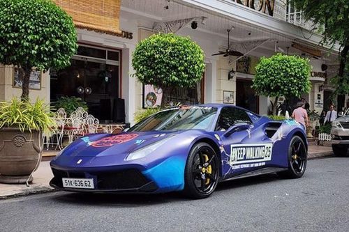 Ferrari 488 GTB của đại gia Sài Gòn khoe 'áo độc' tại Gumball 3000