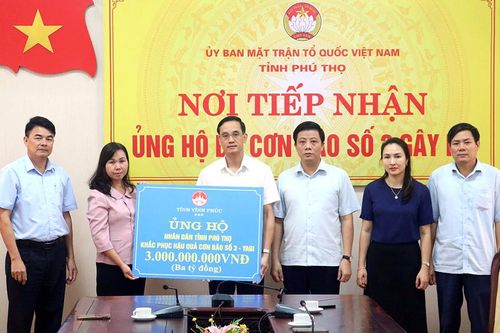 Tỉnh Vĩnh Phúc trao 3 tỷ đồng hỗ trợ khắc phục thiệt hại do bão số 3