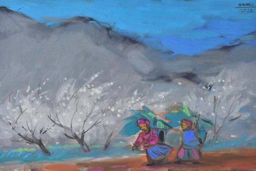 Những bức tranh bột màu tươi rói trên nền báo cũ