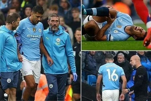Man City 2-2 Arsenal: Tiền vệ Rodri chấn thương, đau đớn rời sân