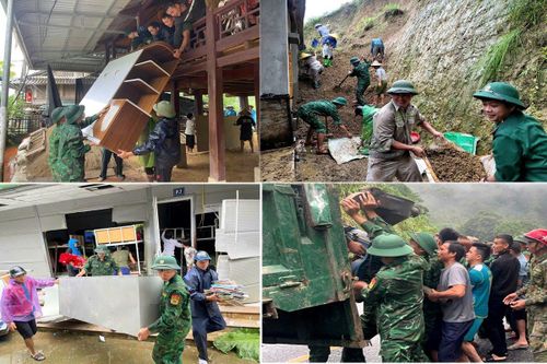 Ấm lòng hình ảnh bộ đội giúp dân ứng phó, khắc phục hậu quả mưa lũ