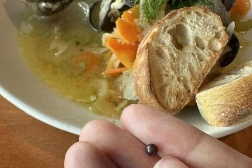 Ăn món ngao xào, người đàn ông cắn được viên ngọc màu tím hiếm thấy