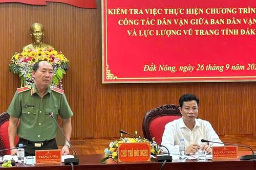 Đoàn công tác Trung ương kiểm tra Chương trình phối hợp công tác dân vận giữa Ban Dân vận với lực lượng vũ trang tỉnh Đắk Nông