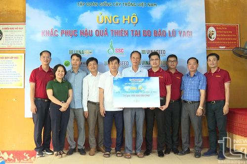 Trao tặng gần 100 bộ bàn ghế cho học sinh vùng bị ngập lụt