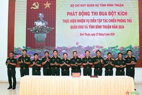 Bộ CHQS tỉnh Bình Thuận phát động thi đua đột kích thực hiện nhiệm vụ diễn tập