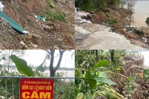 Hàng chục mét bờ sông Hồng bị sạt lở, nhiều hộ dân phải di dời
