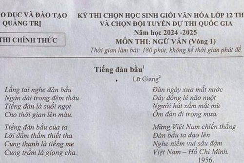 Bài thơ 'Tiếng đàn bầu' được dùng làm ngữ liệu thơ đề thi học sinh giỏi Ngữ văn