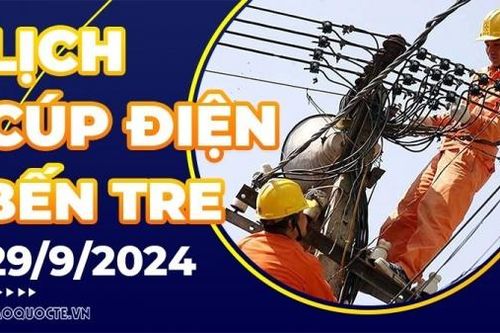 Lịch cúp điện Bến Tre hôm nay ngày 29/9/2024