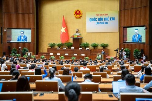 Chủ tịch Quốc hội Trần Thanh Mẫn phát biểu tại Phiên họp giả định 'Quốc hội trẻ em' lần thứ 2