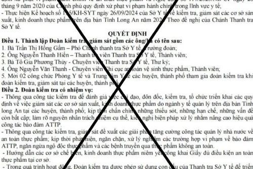 Xuất hiện quyết định giả mạo Sở Y tế tỉnh Long An