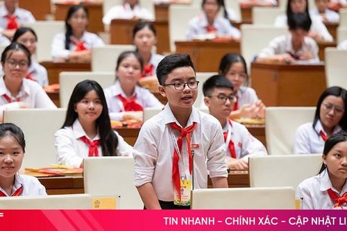 Thiếu nhi Hà Tĩnh đóng góp ý kiến tại phiên họp 'Quốc hội trẻ em'