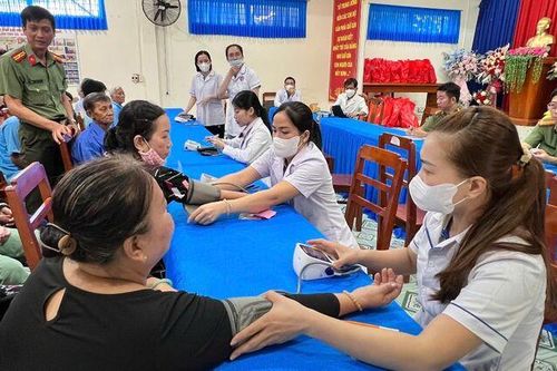 600 người dân huyện Phú Tân được tặng quà, khám bệnh và cấp thuốc miễn phí