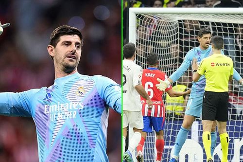 Trận derby Madrid phải hoãn 15 phút vì sự cố liên quan tới thủ môn Thibaut Courtois