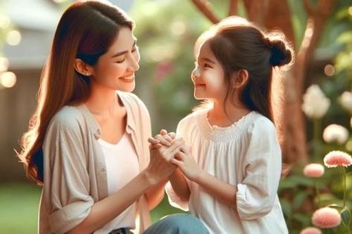 Con gái hạnh phúc từ mẹ