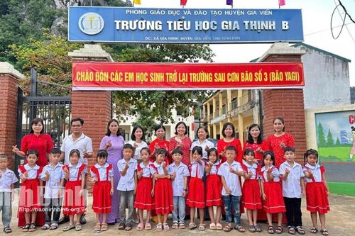266 học sinh Trường Tiểu học Gia Thịnh B trở lại trường sau bão số 3