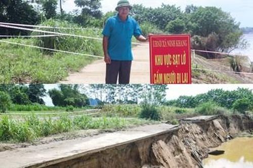 Sạt lở kè bờ sông Mã tại Thanh Hóa đe dọa 300 người dân phía trong đê