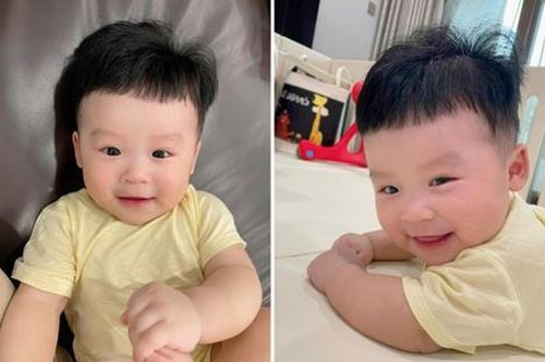 Sam cắt tóc cho con trai lai Hàn, vẻ ngoài của nhóc tỳ gây đốn tim
