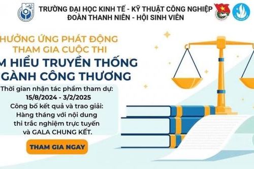 Hàng nghìn sinh viên Trường Đại học Kinh tế-Kỹ thuật Công nghiệp tham gia thi Tìm hiểu truyền thống ngành Công Thương