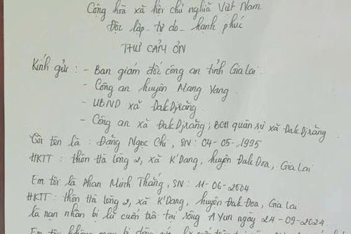 Gia đình gửi tâm thư cảm ơn lực lượng Công an Gia Lai