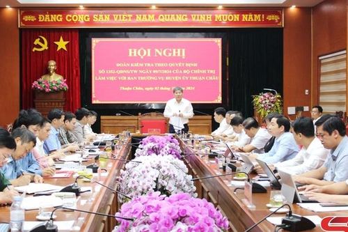 Đoàn kiểm tra của Bộ Chính trị làm việc với Ban Thường vụ Huyện ủy Thuận Châu