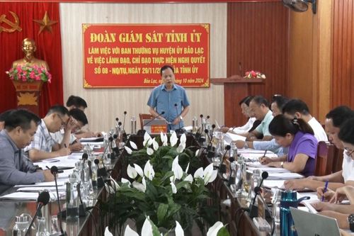 Đoàn giám sát Ban Thường vụ Tỉnh ủy làm việc với Ban Thường vụ Huyện ủy Bảo Lạc