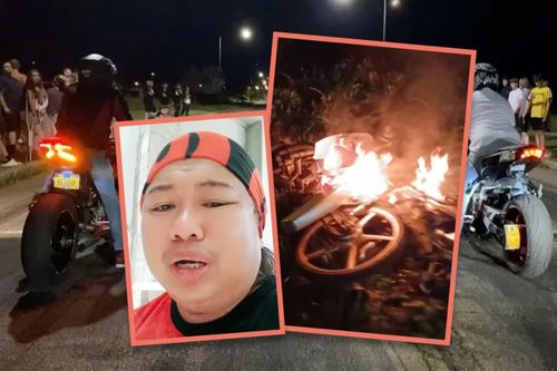 Bố đốt xe máy của con trai vì tội đua xe