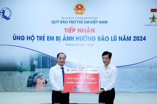 Một tỷ đồng hỗ trợ dinh dưỡng cho trẻ em miền bắc bị ảnh hưởng của bão số 3