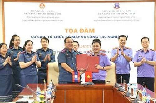 VKSND TP Hà Nội tiếp và làm việc với Đoàn đại biểu VKSND Thủ đô Viêng Chăn