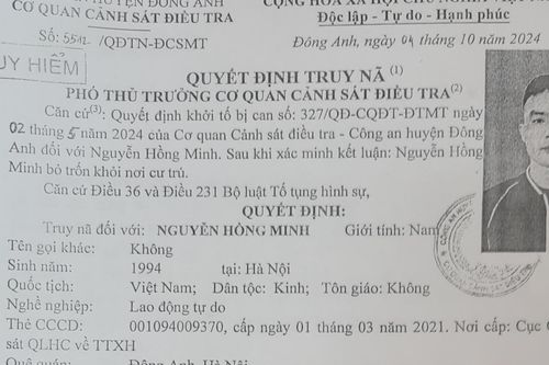Truy nã nguy hiểm đối tượng Nguyễn Hồng Minh
