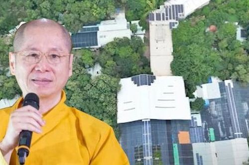 Hình ảnh ngôi chùa do ông Thích Chân Quang làm trụ trì đang bị thanh tra để cưỡng chế vì xây dựng trái phép