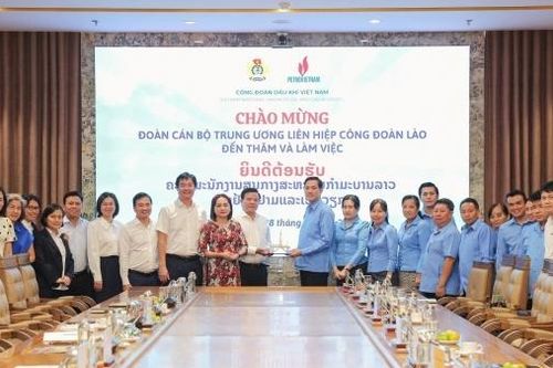 Đoàn cán bộ Trung ương Liên hiệp Công đoàn Lào thăm và làm việc với Công đoàn Dầu khí Việt Nam