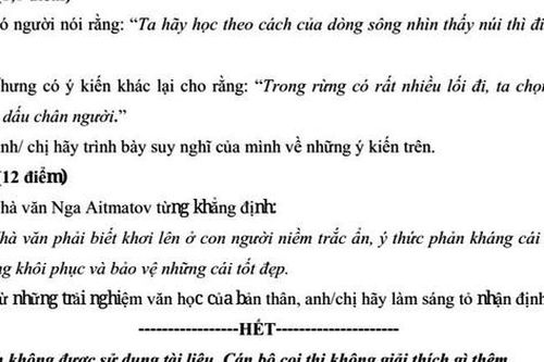 Đề thi học sinh giỏi Ngữ văn: Nhà văn phải biết khơi lên ở con người niềm trắc ẩn