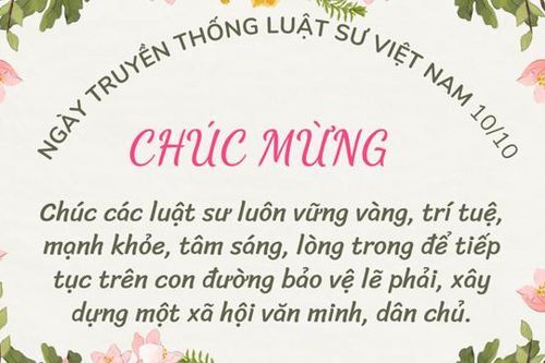Lời chúc mừng Ngày Truyền thống Luật sư Việt Nam 10/10