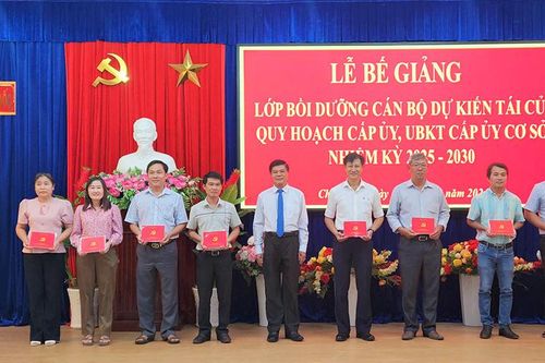 Thành ủy Châu Đốc bế giảng lớp bồi dưỡng cán bộ dự kiến tái cử, quy hoạch cấp ủy