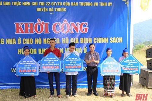 Phó Bí thư Thường trực Tỉnh ủy Lại Thế Nguyên dự Lễ khởi công xây dựng nhà ở cho hộ nghèo, hộ gia đình chính sách tại Lang Chánh và Bá Thước