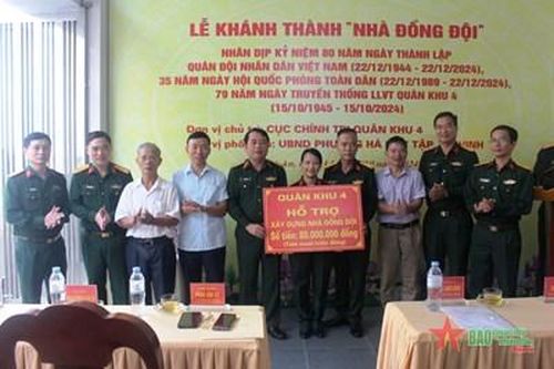 Quân khu 4 bàn giao Nhà đồng đội tặng quân nhân có hoàn cảnh khó khăn