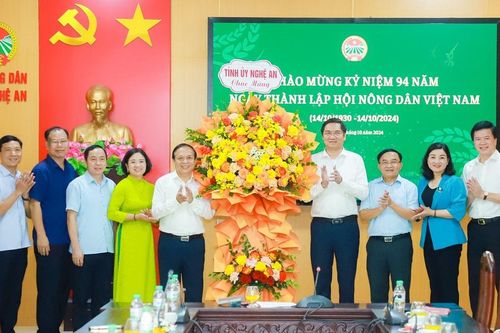 Thường trực Tỉnh ủy Nghệ An chúc mừng ngày truyền thống Hội Nông dân