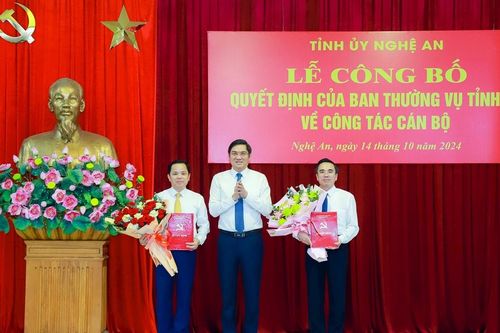 Tỉnh ủy Nghệ An công bố các quyết định về công tác cán bộ