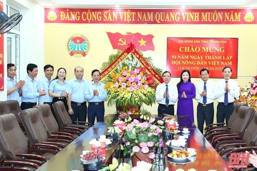 Phó Bí thư Thường trực Tỉnh ủy Lại Thế Nguyên chúc mừng ngày truyền thống Hội Nông dân