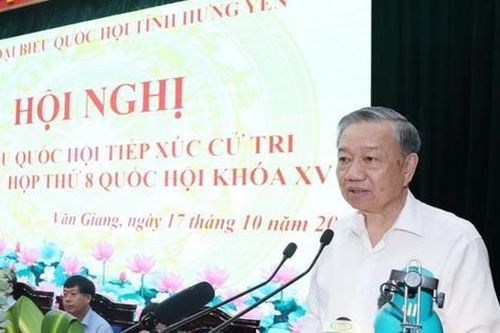 Tổng Bí thư, Chủ tịch nước Tô Lâm tiếp xúc cử tri tỉnh Hưng Yên