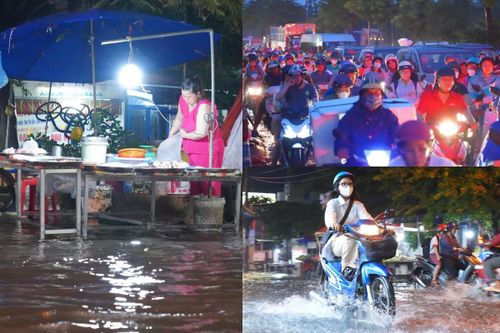 Triều cường đạt đỉnh khiến đường phố TP.HCM ngập, tắc nghẽn kéo dài
