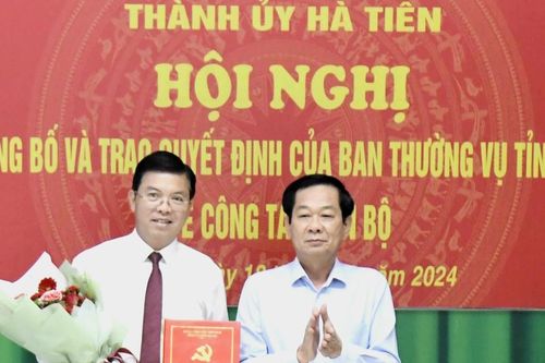 Ông Nguyễn Lưu Trung giữ chức Bí thư Thành ủy Hà Tiên nhiệm kỳ 2020-2025