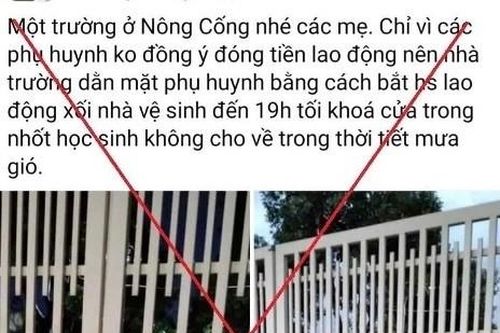 Công an xác minh thông tin nhà trường 'dằn mặt' phụ huynh bằng cách bắt học sinh dọn vệ sinh đến tối