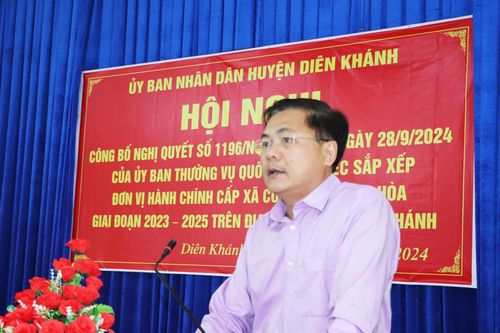 Diên Khánh: Công bố Nghị quyết số 1196 ngày 28-9-2024 của Ủy ban Thường vụ Quốc hội sáp nhập 2 xã Diên Đồng và Diên Xuân